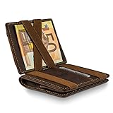 WEST® - Magic Wallet (Klassiker) großes Münzfach - inklusive edler Geschenkbox - Geldbeutel mit Münzfach - Der perfekte Begleiter für unterwegs - RFID Datenschutz (BRAUN-ORANGE)