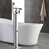 QUERT Badewannenarmatur Badezimmer Badewannenarmatur Mischer ORB Bodenständer Einhebelmischer 360 Rotation Auslauf Mit ABS Handbrause Badewannenmischer Dusche,Chrom B