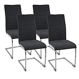 ALBATROS Freischwinger Stuhl Lugano 4er Set, Grau - Esszimmerstuhl Schwingstuhl mit Modernem Design, Stoff-Bezug, Dicke Polsterung - Küchenstuhl, Polster-Stuhl Esszimmer, Esstisch S