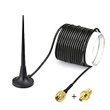 Eightwood 4G LTE Router Externe Antenne SMA Stecker 3.5dBi mit Magnet Standfuß 3m 9.8ft Kabel + SMA Buchse auf TS9 Stecker Adapter für 4G LTE GSM WLAN Bluetooth WiFi Router Mobiler Hotspot MEHRWEG