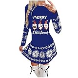 Pianshanzi Damen Hoodie Kleid Pullover Weihnachten Langarm Sweatshirts Kapuzenpullover Tops Herbst Mini Kleid Casual Herbst Hoodies Kleid Xmas Santa Rentier Lange Pulli Kleid mit T