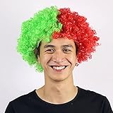 Perücke, Europäische Fußballmeisterschaft Euro 2021, Fußball, Europameisterschaft 2021, Perücke Afroperücke Regenbogen Bunt Riesig Funky Disco Clown, Party Partyperück