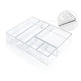 Lilly Things Anti-RUTSCH Schubladen Ordnungssystem (5-teilig Set B, transparent) Schubladen Organizer Schubladeneinsatz Aufbewahrungsbox für Make-Up Kosmetik Schminktisch Schreibtisch Büro Bad Kü