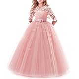 IBTOM CASTLE Blumensmädchenkleid Prinzessin Festliches Herbst Kinder Mädchen Kleid Festzug Kleider Hochzeit Partykleid 5-6 J