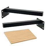 LMDX 2 Stück Metall Regalträger Unterstützung Wandkonsole, Mit Kiefernbrettern 40/50/60/80cm, Wandregal Für Küche/Schlafzimmer/Balkon, Platz Sparen, Regalhalterung Unsichtbar Schw