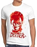 style3 Dexter Blutspur T-Shirt Herren Serie Mord Morgan Trinity serienkiller, Größe:M, Farbe:Weiß