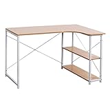 WOLTU TSB11hei Schreibtisch Computertisch Büromöbel PC Tisch Bürotisch Arbeitstisch aus Holz und Stahl, mit Ablage, ca. 120x74x71,5