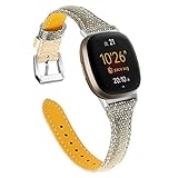 Schlanke Lederbänder Kompatibel Mit Versa 3 / Sense, Echtleder Ersatzriemen Glitzerarmband Armband Atmungsaktive Bänder Watch Uhren Band Kompatibel Mit Versa 3 / Sense,E