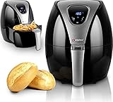 alpina Heißluftfritteuse - Fritteuse - Braten, Frittieren, Grillen, Braten und Frittieren - bis zu 80% weniger Fett - 2-4 Personen - 2,4 Liter - Schw
