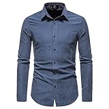 Hemd Herren Herbst Winter Einfarbig Slim Fit Kentkragen Strickjacke Herren Langarm Urban Basic Stretch Vintage Herren Shirt Modern Business Casual All-Match Herren F