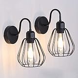 TYhogar 2 Pcs Käfig Wandleuchten Licht Retro Industrie Nachttisch Leselampen E27 Schwarz Wandleuchte Innenbeleuchtung für Flurtreppen Wohnzimmer Wandleuchter Beleuchtung Sconce (Ohne Glühbirne)
