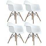 DORAFAIR Lot von 4 Esszimmerstuhl Wohnzimmerstuhl, Retro Stuhl Beistelltisch mit solide Buchenholz Bein - Weiß