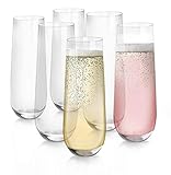 [6-Pack, 280ml] Design·Master Stiellose Champagnerflötengläser, bleifreie Trinkgläser, Allzweck-Weintrinkg