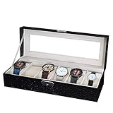 Uhr Display Aufbewahrungsbox Schmuck Display Aufbewahrung mit Glasplatte und Ablage Aufbewahrungskissen Uhr Box, Leder Uhr Box Box Gehäuse Ideal für Schaufenster Uhr Anzeig