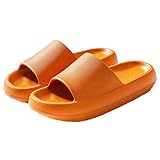 Geweo Badeschuhe Hausschuhe Herren Damen Zuhause Badezimmer Unisex Sommer Indoor Schuhe Badelatschen Slipper rutschfest Massage Schwimmbad Sandstrand Flipflop Home Dicker Boden Orange GR 42-43 EU