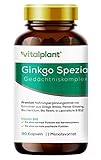 Vitalplant Ginkgo Spezial - mit Extrakten aus Ginkgo Biloba, Panax Ginseng + Bio Reishi und Hericium Vitalpilze - natürlicher Gedächtniskomplex