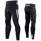 COOLOMG Herren Radlerhose Fahrradhose Lang 3D gepolsterte Hosen Radsport Radhose Schwarz L