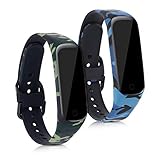 kwmobile Armband kompatibel mit Samsung Galaxy Fit 2-2X Fitnesstracker Sportarmband aus TPU und Silikon - Camouflage Schwarz Hellgrün Dunkelgrü