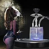 KKTECT Shisha Set, 2 Schläuchen Hookah Set, Shisha Set Fernbedienung Bunte LED Leuchten Einfach zu montieren und zu reinig