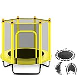 QWZ Gartentrampolin Runde Kinder Faltbare Trampolin Shell Mesh Mat Outdoor-Sport-Familie Spielzeug Trampolin Maximale Belastung 150 KG Outdoor Trampolin (Color : Yellow)