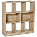 HOMCOM Bücherregal 3-stöckige Aufbewahrungsregal Büroregal Display Regal für Home-Office Wohnzimmer Spanplatte Natur 97,5 x 30 x 100