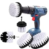 YIHATA Bürstenaufsatz Bohrmaschine, Reinigungsbürste Kompatibel Akkuschrauber, Spin Scrubber Reinigung Bürste Kit für Felgen, Badewanne, Fliesen, Küche, Auto, Sofa Ecken (Weiß, Set 4 Stück)