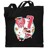 Shirtracer Enchantimals Tasche - Ich bin 7 - Felicity Fox & Flick - Unisize - Schwarz - Geburtstagszahl - WM101 - Stoffbeutel aus Baumwolle Jutebeutel lange Henk
