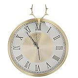 Goshyda Dekorationsuhr im europäischen Stil, stabile und genaue Zeit mit leisem Sweep, batteriebetriebene runde Uhr aus reinem Kupfer im Retro-Stil, ideal für die Inneneinrichtung