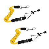 Paddelsicherung Sicherungsleine Paddel Elastische Kajak Paddel Leine Paddel Sicherungsleine Kajak Paddel Seil für Paddel und Bootshaken Elastische Leine Gestreckte Länge Ca. 140 cm Gelb 2 Stück