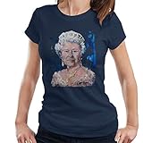 VINTRO Queen Elizabeth II T-Shirt Original-Porträt von Sidney Maurer (Marine,XXL)