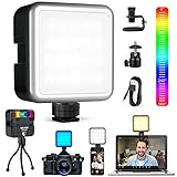 GlamPiece Videokonferenz Licht LED RGB,Dimmbare Videoleuchte 2500K-9000K, Selfie Licht mit Clip und Stativ, Mini Led Geeignet für Kamera Smartphone Beleuchtung von Videok