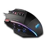 Zelotes C13 Gaming Maus 10000 DPI, 13 Programmierbaren Tasten, RGB LED, USB Wired Gaming Mouse Gewichtstuning für Pro G