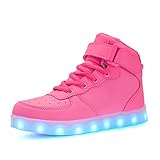 Voovix Kinder High-top LED Licht Blinkt Sneaker mit Fernbedienung-USB Aufladen Led Schuhe für Jungen und Mädchen (Rosa, EU31/CN31)