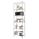 Devo Standregal mit 6 Ebenen, Metallregale Drahtregal, Freistehend, Aufbewahrungsregale, Organizer für Küche/Garage/Badezimmer, 56 x 31 x 160 cm (Silber)