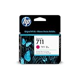 HP 711 Magenta 29 ml Original Druckerpatrone (CZ131A) mit originaler HP Tinte, für DesignJet T120, T125, T130, T520, T525, T530 Großformatdrucker sowie den HP 711 DesignJet Druckkop