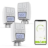 Smartes Heizkörperthermostat ZigBee3.0, AWOW Intelligenter Heizkörperregler mit App-Steuerung,WLAN Intelligente Heizungssteuerung Kompatibel mit Alexa und Google (Thermostat-DREI)