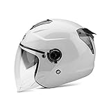 Boseman Erwachsener Motorradhelm mit Doppelvisier, Jet-Helm Chopper Cruiser Vintage Pilot Helmet, Bestehen Sie den Kollisionstest, um die Verkehrssicherheit zu Gewährleisten(Weiß)