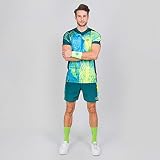 BIDI BADU Herren Tshirt Atmungsaktiv Sport Schnelltrocknend Slimfit Training V-Ausschnitt Gr¸n - Niam Tech Tee - Dark Green/neon Green, Grˆﬂe:XL