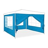 Relaxdays Pavillon, 4er Set, 3 Seitenwände mit Fenster, 1 Seitenteil mit Reißverschluss, HxB 2x3 m, hellb