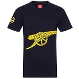 Arsenal FC - Herren T-Shirt mit Grafik-Print - Offizielles Merchandise - Geschenk für Fußballfans - Dunkelblau mit gelbem Kanonen-Wappen - 2XL