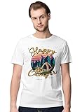 BLAK TEE Herren Happy Camper Vintage Illustration T-Shirt L