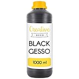 Creative Deco Professionell Schwarze Gesso | 1L | Perfekte Grundierung für Malerei | Ideal Primer für Acryl-Farben, Öl-Farben, Pouring, Decoupage, Finnabair, Malfarbe | Grundfarb