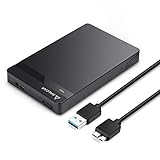 Salcar 2,5 Zoll USB 3.0 HDD SSD Festplattengehäuse für 2,5' SATA HDD und SSD mit USB 3.0 Kabel, werkzeuglos (Schwarz)