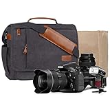 Estarer Kameratasche Fototasche SLR/DSLR/Spiegelreflex Kamera Umhängetasche aus Wasserabweisend Canvas 15,6 Zoll/14 Zoll Grau (14 Zoll)