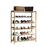 SogesHome Schuhregal aus Bambus mit 6 Ebenen,Lagerregal, vielseitiges Regal,Bambusregal für Eingang, Wohnzimmer, Schlafzimmer, Küche, 67 x 24 x 90 cm SH-XJ-6-D