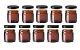 10x Cremedose verschiedene Größen aus Glas, mit Schraubverschluss Schraubdeckel in verschiedenen Farben zum selbst befüllen / Glastiegel Salbentiegel Cremetiegel (30 ml, Braun)