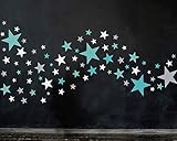 50 Sterne Wandtattoo fürs Kinderzimmer - Wandsticker Set - Pastell Farben, Baby Sternenhimmel zum Kleben Wandaufkleber Sticker Wanddeko - Kleinkinder, Erstausstattung auf Rauhfaser, Türkis - G