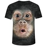 cinnamou AFFE Tshirt Herren 3D Druck Rundhals Kurzarm T Shirt Lustige Geschenke für Männer Lässig Lustig T-Shirts Sommer Top (Schwarz, XXXXL)