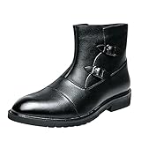 JDGY Stiefeletten Herren Ankle Boots Leder Knöchel Schuhe Blockabsatz Kurze Stiefel Mit Reißverschluss Schlupfstiefel Lederschuhe Retro Thermostiefel Herren F