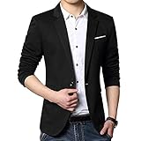 Guiran Herren Sakko Slim Fit Freizeit Blazer Casual Männer Business Anzug Jacke Schwarz XL